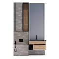 Modern Bathroom Washbasin Vanity With Large Mirror Wooden Cabinets And Drawer