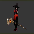 Game Movie Character Wearing Red Top Black Hat Holding Glowing Orbs And Horned Mythical Creature