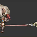 Cartoon Adventure Game Character With Red Hair White Hat Eye Patch And Clawed Feet