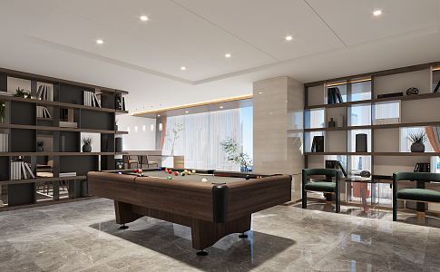 Modern Entertainment Room Billiards Activity Area 3d model