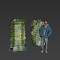 Green Leafy Shrubs With Person Standing Nearby At Sunset With Ground Reflection