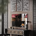 Vintage Luxury Living And Dining Room With Exquisite Carved Fireplace And Elegant Comfortable Furnishings