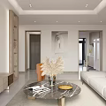 Modern Living Dining Room Interior With Gray Sofa Orange Chair And Coffee Table