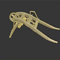 Rustic Antique Wooden Plow Farming Tool With Curved Frame And Long Handles