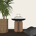 Side table potted bedside table 3d model