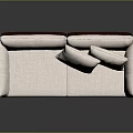 Modern Beige Fabric Two-Seater Sofa With Wooden Armrests Metal Legs And Accent Pillows