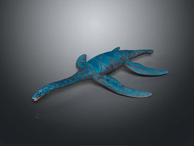 Realistic Blue Plesiosaur 3D Model With Long Neck And Aquatic Reptile Traits 3d model