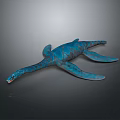 Realistic Blue Plesiosaur 3D Model With Long Neck And Aquatic Reptile Traits