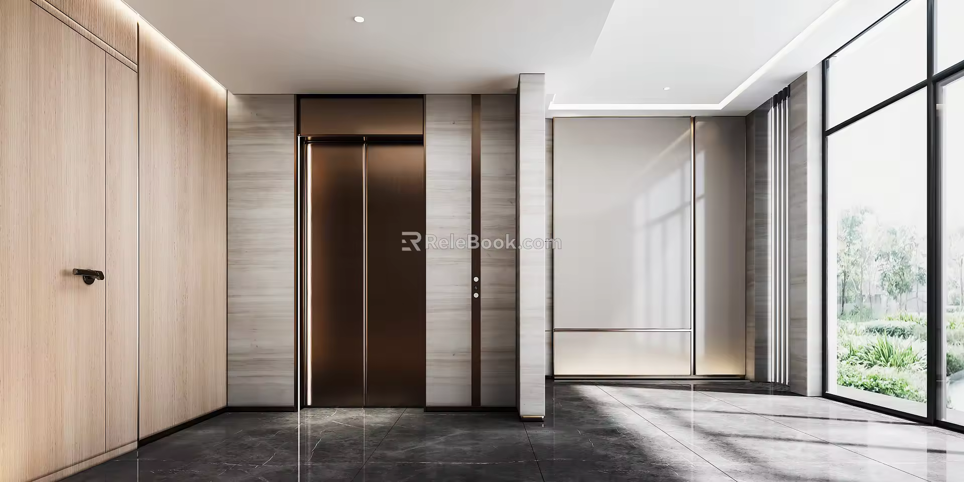 modern elevator hall elevator car 3d model