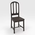 Dark Wooden Single Chair With Vertical Slat Back And Solid Structure