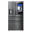 Stainless Steel Refrigerator Freezer With Smart Display And Multi Door Spacious Interior Design