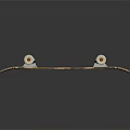 Wooden Skateboard With White Wheels And Metal Trucks On Black Background With Reflection