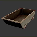 Rustic Rectangular Wooden Bathtub With Short Legs And Textured Surface 3d model
