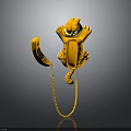 Yellow Garfield Shaped Cartoon Telephone With Handset And Coiled Cord Design