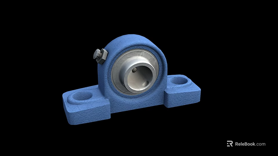 Sturdy Blue Industrial Bearing Housing With Mounting Holes And Durable Base 3d model 