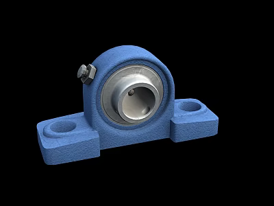 Sturdy Blue Industrial Bearing Housing With Mounting Holes And Durable Base 3d model