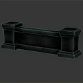 Dark Stone Balustrade Scene Component With Square Columns And Stone Slabs 3d model