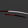Traditional Japanese Samurai Sword Silver Sharp Blade Red Black Striped Handle Black Scabbard RONIN Text