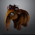 Vibrant Orange Cartoon Elephant Character With Red Mane And Big Eyes