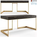 Modern Elegant Dining Table With Black Wood Top Gold Metal Legs And Drawer