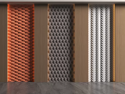 Modern Wall Panels With Diverse Textures Colors And Wooden Accents 3d model