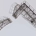 Modern Industrial Metal Bridge Featuring Stairs And Safety Railings Structure