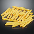 Appetizing Crispy Golden French Fries Heap Arranged On Black Background Surface