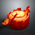 Red Creative Teapot With Cracked Texture Spiral Spout And Round Lid Design