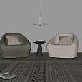 Pierre Single Sofa Lazy Sofa Chandelier Side Carpet 3d model