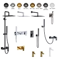 Modern Shower Systems for Bathroom with Chrome Gold Matte Black and Matte White Finishes