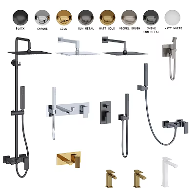 Modern Shower Systems for Bathroom with Chrome Gold Matte Black and Matte White Finishes 3d model