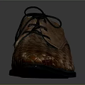 Men's Classic Brown Leather Shoes With Woven Design And Black Laces