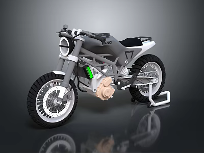 Modern Gray Motorcycle Featuring Green Accents Number 17 Black Seat Silver Wheels 3d model