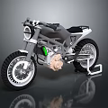 Modern Gray Motorcycle Featuring Green Accents Number 17 Black Seat Silver Wheels