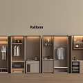 Poliform Modern Modular Wardrobe With Wooden Finish Lighting And Storage Compartments 3d model