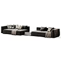 Modern Upholstered Sectional Sofas In Various Colors With Decorative Pillows And Throw Blankets 3d model