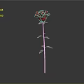 Red Rose Themed Decorative Light With Green Stem On Grey Background 3d model