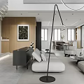 Modern Loft Living Room Interior With Sofas And Chandelier 3d model