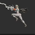 Game Movie Character in Dynamic Combat Pose With Rocket Launcher and White Gray Armored Suit