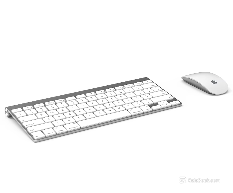 Slim White Wireless Keyboard And Mouse Set For Computer Office Accessory Use 3d model 