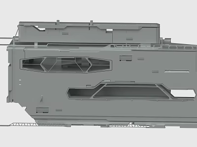 Gray Industrial Mechanical Component with Multiple Windows and Panels Structure 3d model