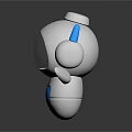 Cute 3D Robot Character In White Blue With Smiling Face And Cartoon Design