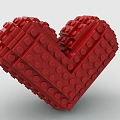 Artistic Red Building Blocks Assembled Into Heart Shaped Creative Decorative Artwork 3d model