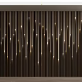 Brown Vertical Slat Feature Wall With Embedded Warm Lighting Decorative Design