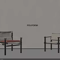 Poliform Modern Chair Design With Two Different Colored Seats And Black Frames 3d model