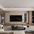 Modern Living Room Interior Design With TV Wall Sofa Coffee Table Green Plant And Bookshelves