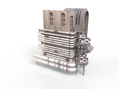 Industrial Equipment With Multi Layer Metal Pipes And Mechanical Components 3d model