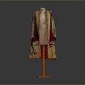 Vintage Embroidered Velvet Coat With Red Lining On Orange Mannequin