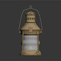 Brass Vintage Lantern With Metal Frame And Clear Glass Reflection 3d model