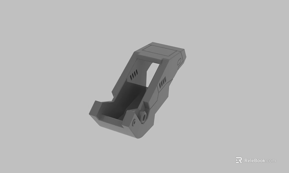 Gray Industrial 3D Model Mechanical Part With Structural Design And Holes 3d model